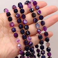 natural purple agate beaded faceted round shape beads for jewelry making diy necklace bracelet accessries 8mm