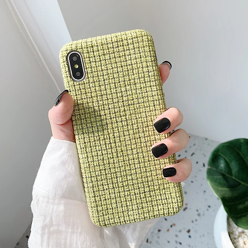 Зимние теплые сетчатые чехлы для телефонов для iPhone 11Pro Max XR X XS Max 7 8 Plus, модная Противоударная однотонная шерстяная задняя крышка