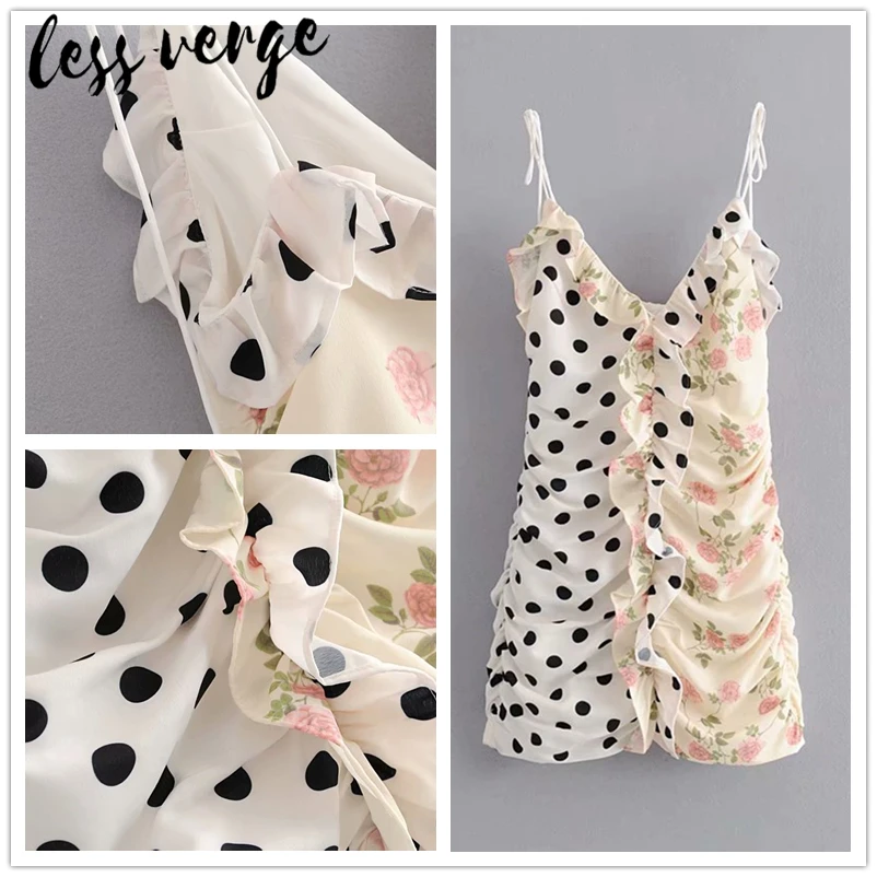 Женское платье с цветочным принтом V образным вырезом и оборками|Женские платья| |