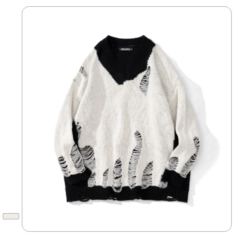 

Мужской трикотажный свитер с V-образным вырезом, в стиле Харадзюку