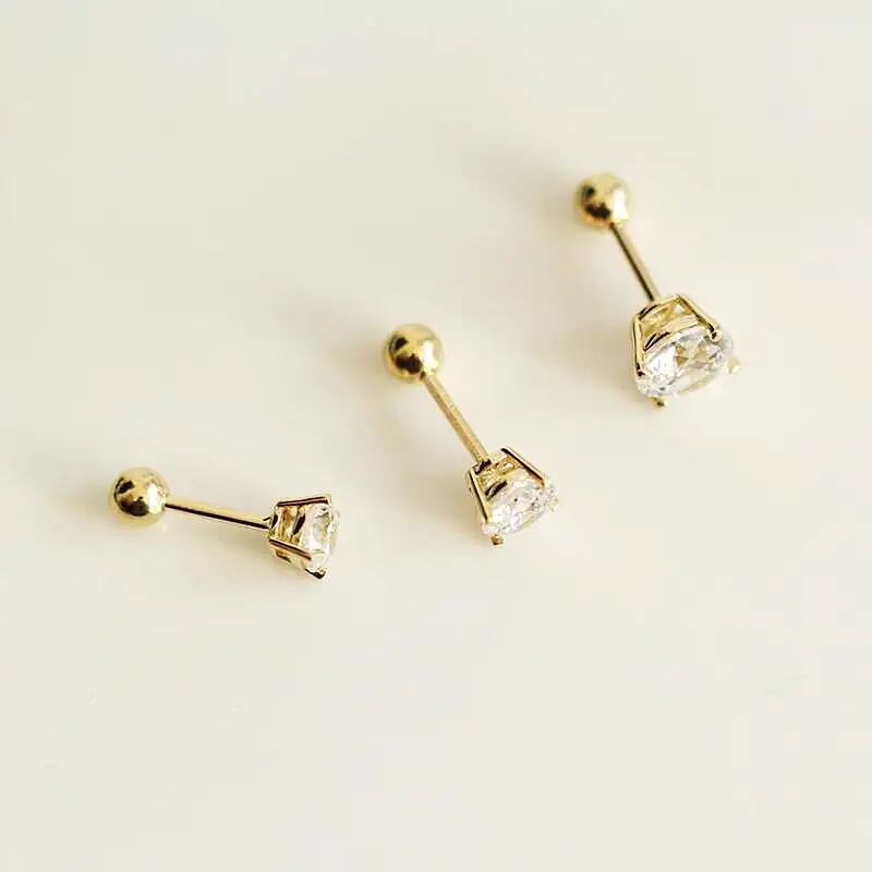 GOLDtutu 14k инкрустированный сверкающим цирконием Мини четыре когтя шесть когтей