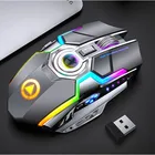 Беспроводная мышь 1600 точекдюйм, перезаряжаемая Бесшумная игровая мышь с RGB подсветкой, оптическая мышь с гальваническим покрытием, компьютерная мышь для ноутбука