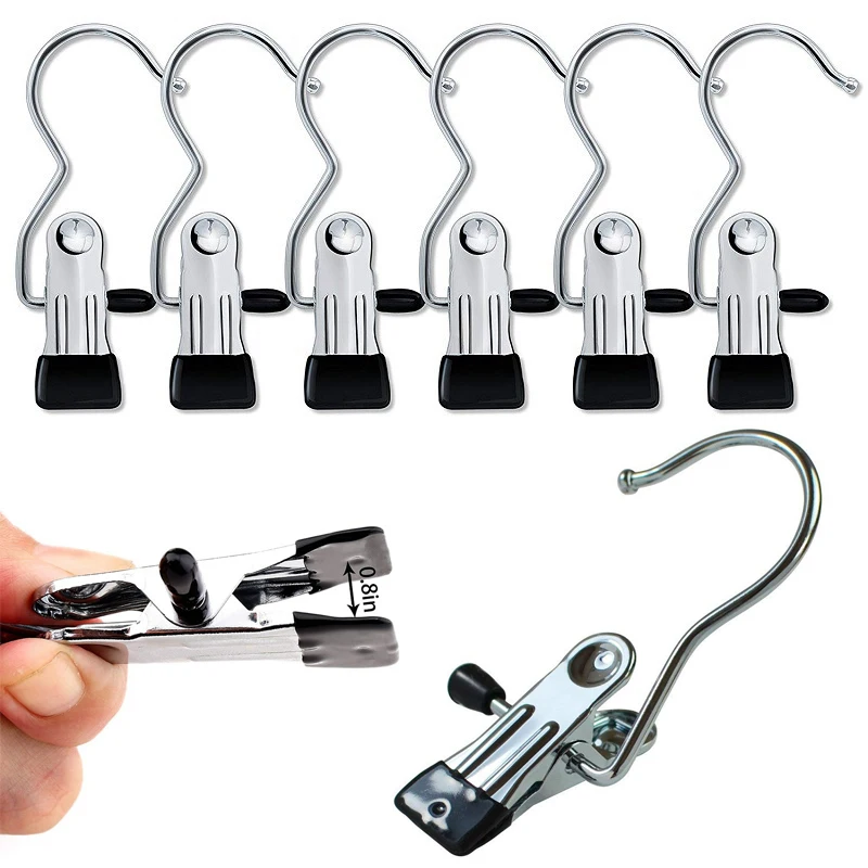100/5 Pack Boot Hanger for Closet, Laundry Hooks with Clips, Boot Holder, Hanging Clips, Portable Multifunctional Hangers Single