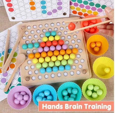 Деревянные Монтессори детские головоломки Tos Hands Brain Training Clip Beads Puzzle Board Math Game