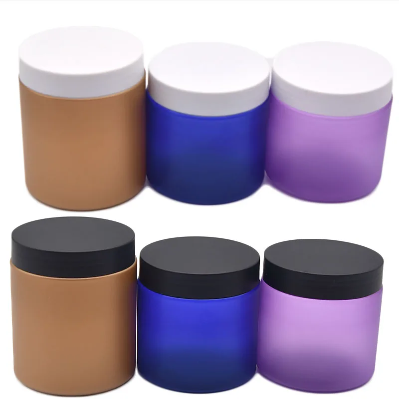 

Gold blue purple Frosted Plastic Jar 200/250g Refillable Make-up Cosmetic Jars Empty Face Cream Lip Balm Lotion Storage Pot Case