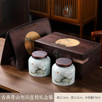 

Large Ceramic Tea Caddies Handmade Accessories Round Luxury Storage Box Tea Caddies Kitchen Caja De Te Household Products DG50TC