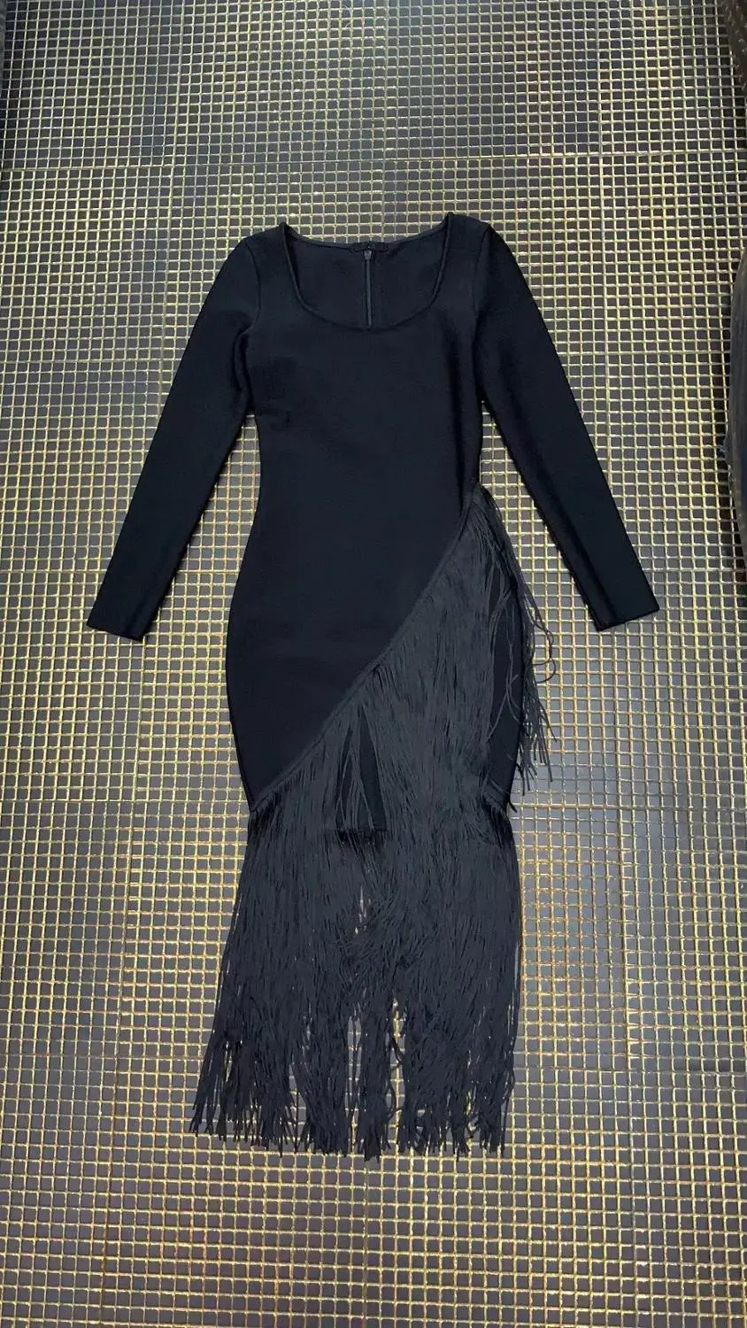 

2019 new Women black O neck long sleeve celebrity party Bodycon bandage Dress dropshipping