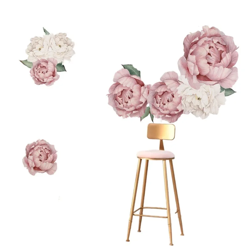 

clown Pink White Watercolor Peony Flowers Wall Stickers for Kids Room Living Room Bedroom Home Decoration Wall Decal Home Decor