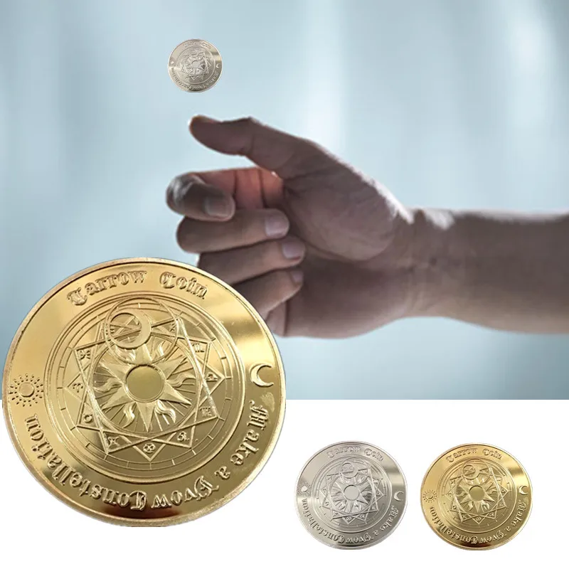 

2 Color Sun and Moon Lucky Crafts Gift Constellation Wishing Collection Commemorative Coin Western Divination Round Metal Coins