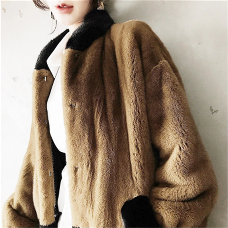 Женское меховое пальто средней длины зимняя модная новинка 2019 женское