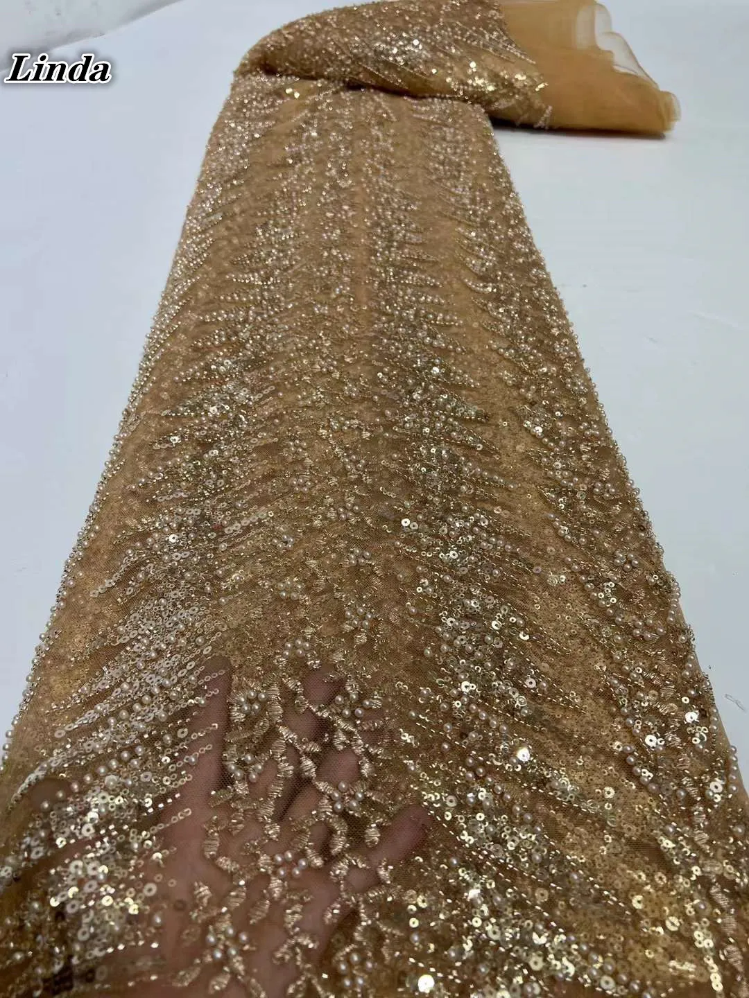 

French Lace Fabric 2021 High Quality Lace Beads Sequins Latest African Embroidery Tulle Lace Fabric Nigerian Lace For Wedding