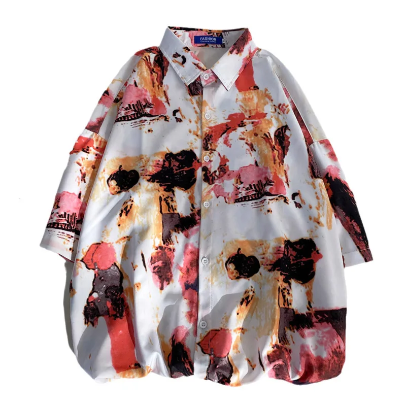 Summer Short-sleeved Shirts Men's Fashion Printed Casual Shirts Men Streetwear Loose Flower Shirts Mens Hawaiian Shirts M-5XL