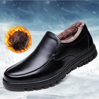 winter waterproof mens casual leather shoes flannel high top slip on male casual shoes rubber warm winter shoes for mens