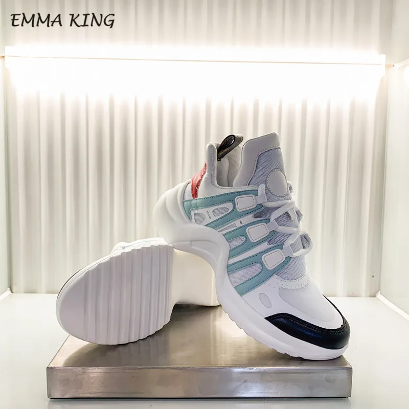 style 3 Emma king/Дизайнерские кроссовки на платформе; женская спортивная обувь на шнуровке для бега; Повседневная обувь из вулканизированной кожи и лайкры на плоской подошве; Прогулочные кроссовки - Цвет: style 3