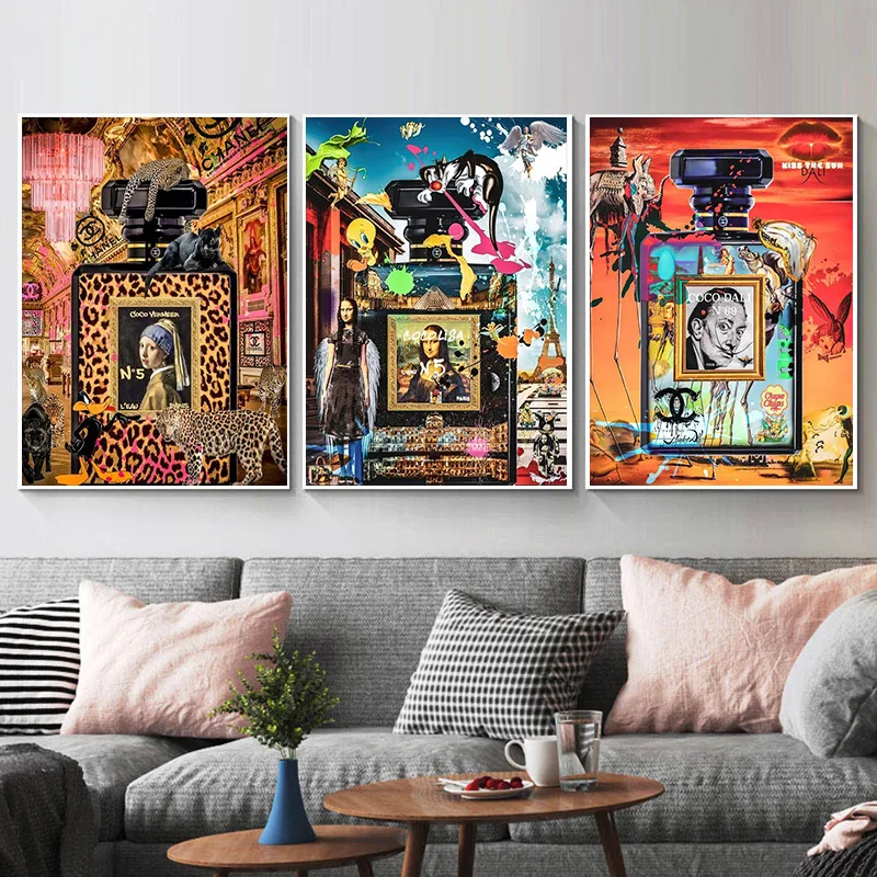 

Graffiti Art Perfume Bottle With Character Avatar Canvas Paintings On The Wall Posters And Prints Pictures For Living Room Decor