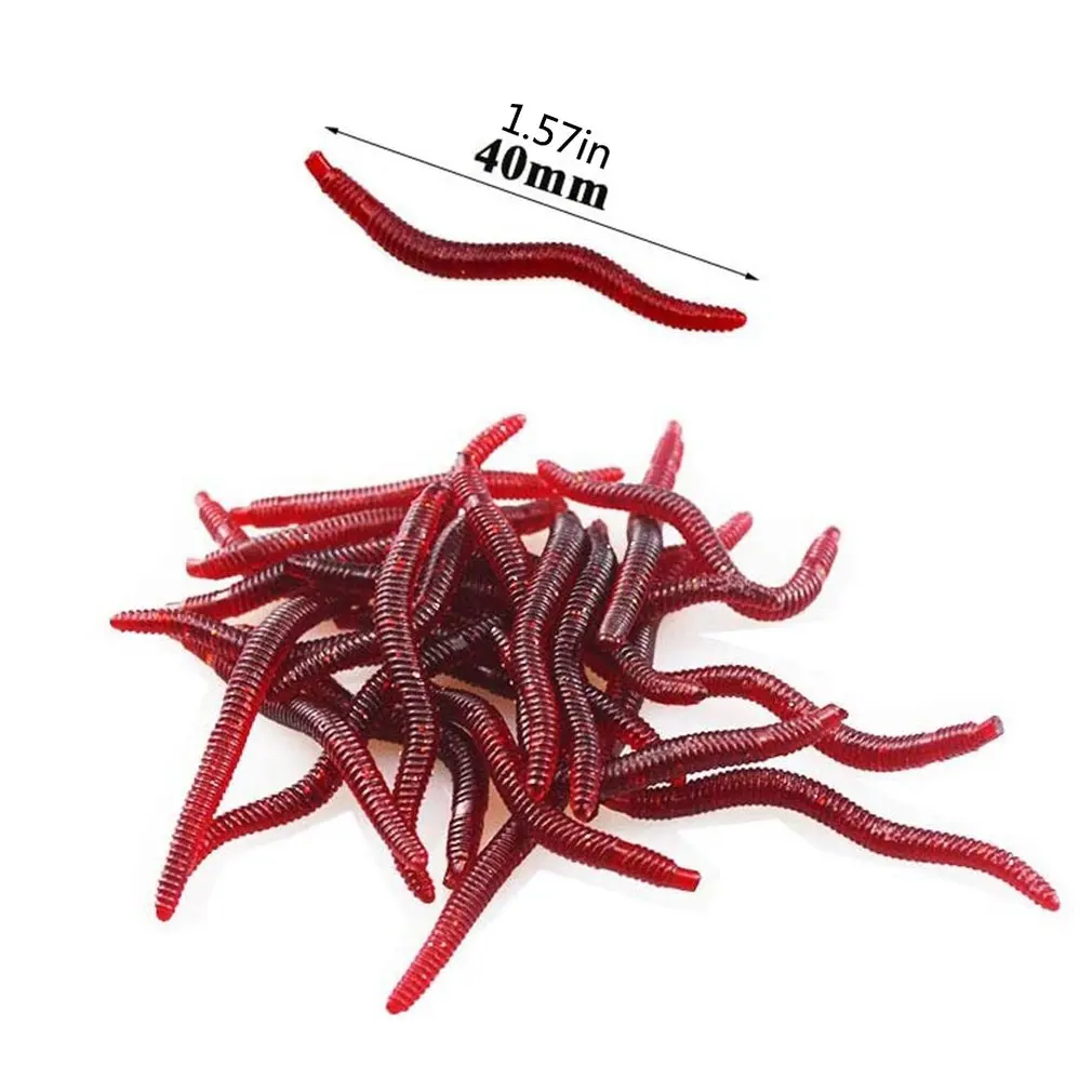 

100pcs 4cm Red Insect Soft Lure Fishing Simulation Earthworm red Worms Artificial Fishing Lure Tackle Lifelike Fishy Smell Lures