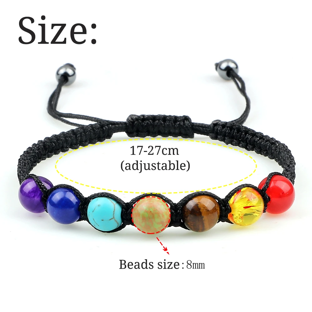 

Charm 7 Chakra Braided Bracelet Ajustable Lava Tiger Eye Natural Stone Beads Bracelet Women Yoga Healing Bangle Jewelry Gift New