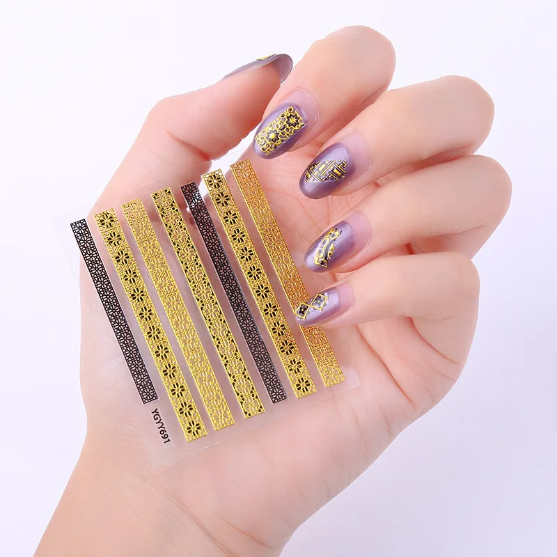 Набор стикеров для дизайна ногтей 30 шт. бронзовые кружевные наклейки золотая