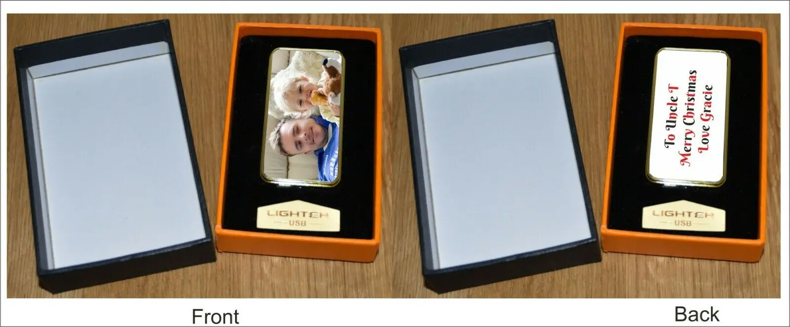 

Father's Day Gift PERSONALISED PHOTO LIGHTER ELECTRIC USB LIGHTER Silver