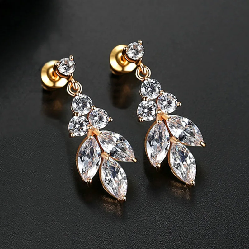 SLBRIDAL Pave Установка модный кубический цирконий серьги свадебные хрустальные серьги AAA класс CZ серьги Свадебные Висячие женские серьги