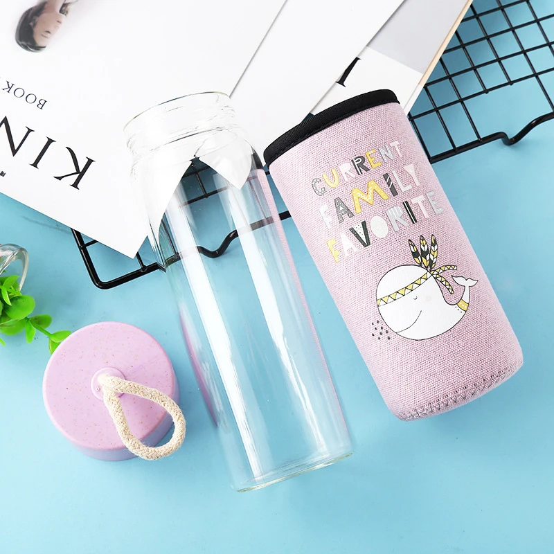 Новинка 350 мл милая стеклянная бутылка для воды портативная прозрачная чашка чая