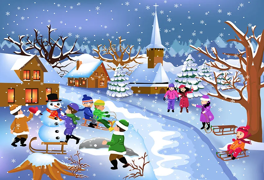 

Fairy playground winter backdrop backgrounds polyester snowman photography backdrops for photo studio props photophone lv-1377