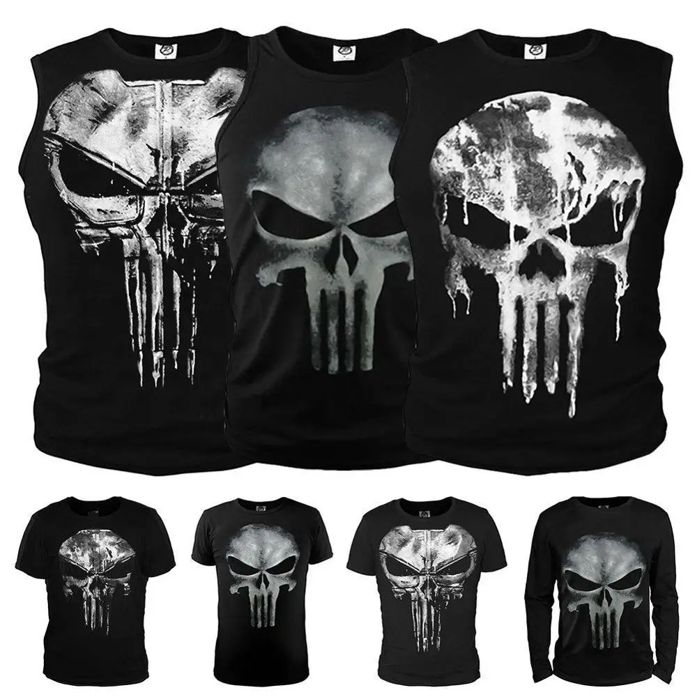 

Punisher Streetwear Tshirt Men Hip Hop Funny Compression Shirts Mens T Shirts Fashion Boyfriend Gift Cotton Print Casual T-shirt