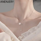 ANENJERY, простые, 925 пробы, серебряные, удачливые бусы, ожерелья для женщин, короткая цепочка, чокер, ожерелье, S-N554