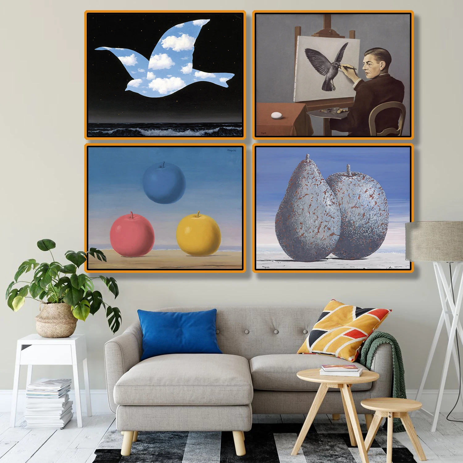 Картина на холсте Rene Magritte для ясновидения винтажные постеры из крафт бумаги