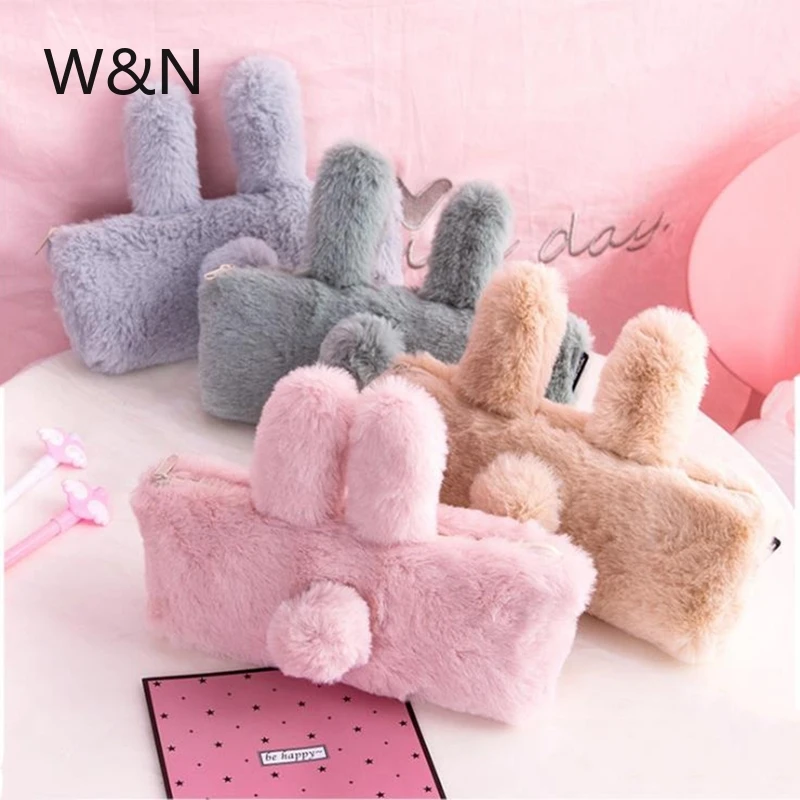 Плюшевый чехол карандаш школьный Чехол Карандаш для девочек милый однотонный