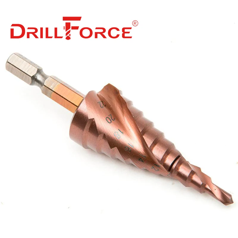 Drillforce M35 5% Cobalt Step Drill Bit HSSCO Cone Metal Tool Hole Cutter 3-12/3-14/4-12/4-20/4-22/4-25/4-32/5-21/5-27/6-24mm images - 6