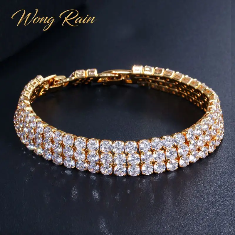 Браслет Wong Rain из серебра 925 пробы с искусственным увлажненным драгоценным камнем