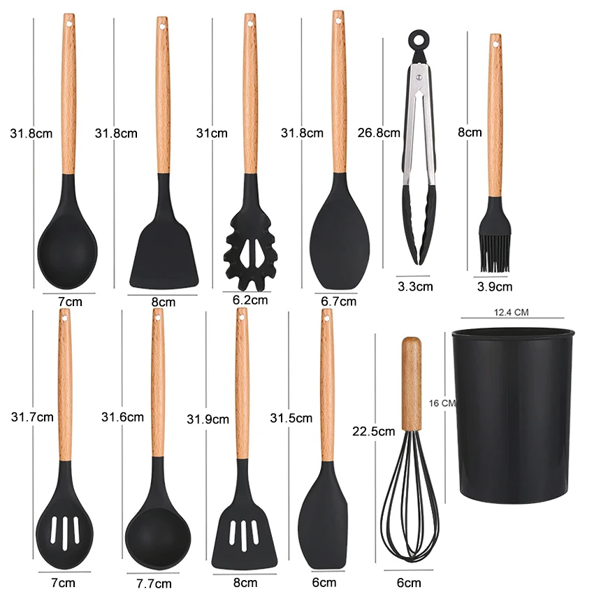 

MEMDOO 12 PCS Kitchen Utensil Set Silicone Heat-Resistant Non-Stick Kitchen Utensils Non Scratch Kitchen Utensil Set