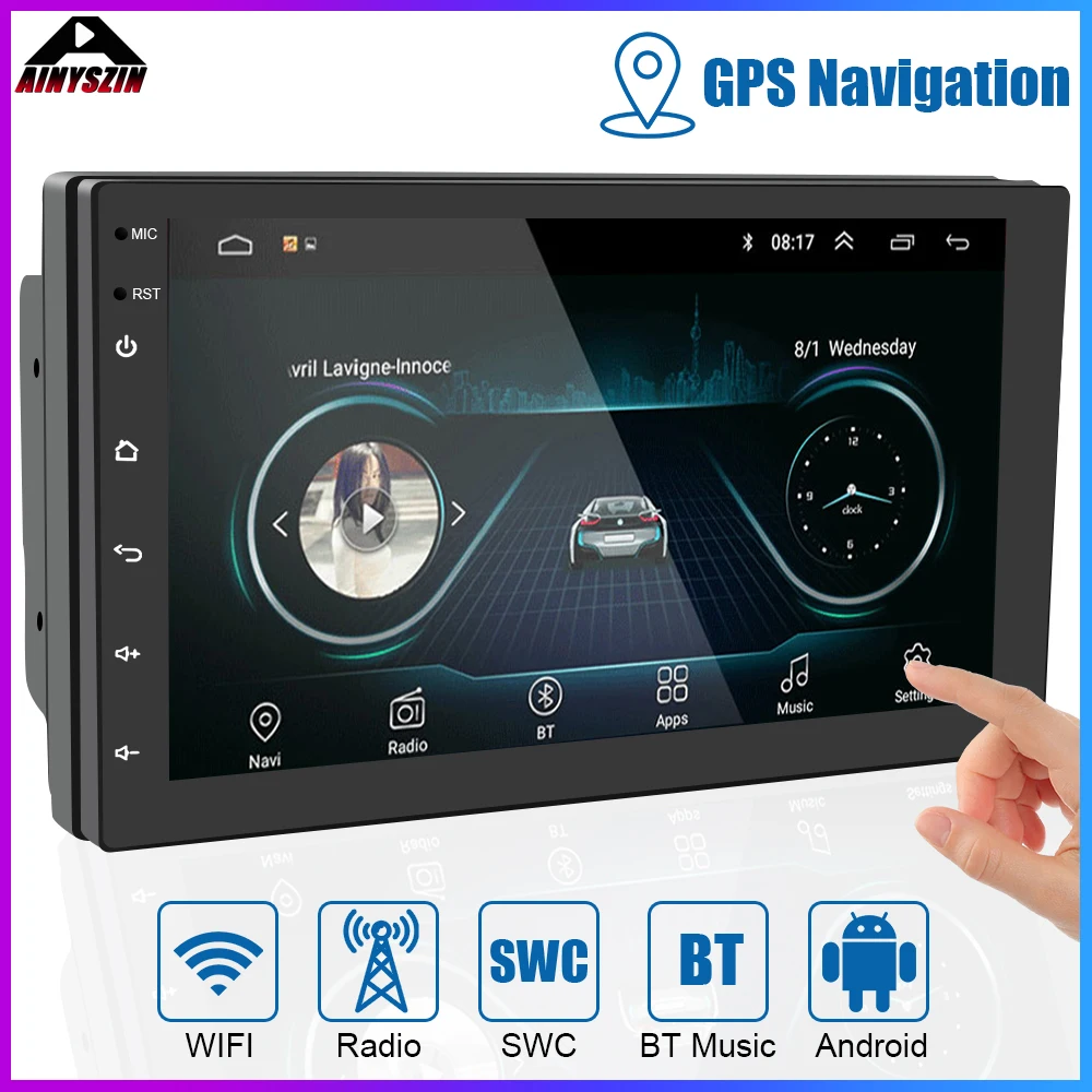 android 10 0 car radio multimedia video player gps navigation 2 din bluetooth wifi 7 hd touch screen multimedia video player free global shipping