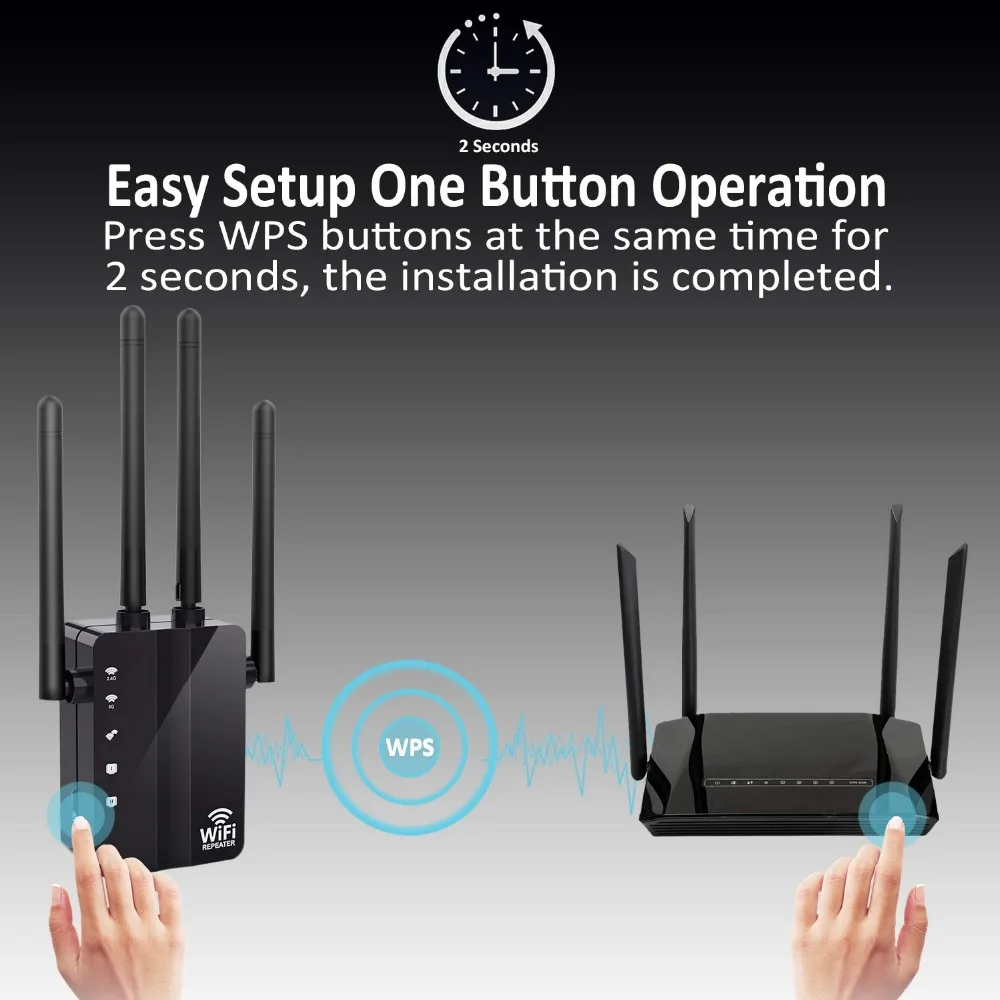 Беспроводной Wi Fi ретранслятор KuWFi 300/1200 Мбит/с двухдиапазонный усилитель сигнала