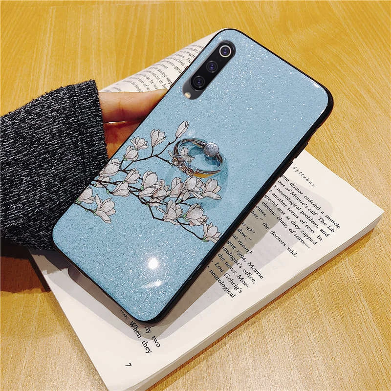 Фото Блестящий чехол с цветами для Xiaomi Mi A3 A3lite MiA2 A2lite задняя крышка кольцом на палец Mix2 Блестящий чехол с цветами для Xiaomi Mi A3 A3lite MiA2 A2lite задняя крышка кольцом на палец Mix2