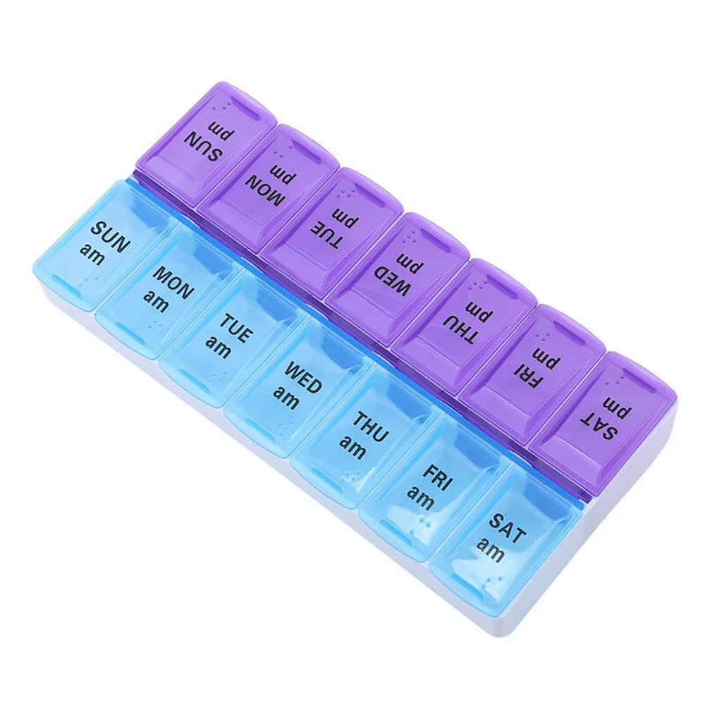 Weekly 7 Days Pill Medicine Box Holder Storage Organizer Container Case 14 grid Double Row AM PM Plastic Splitters | Дом и сад