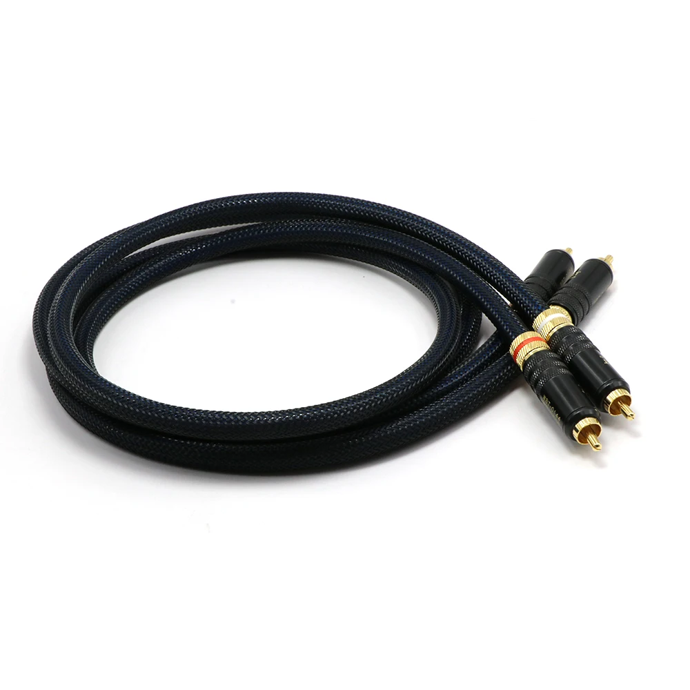 Пара 5N из бескислородной меди чистый Медь с серебряным покрытием RCA Interconnet кабель