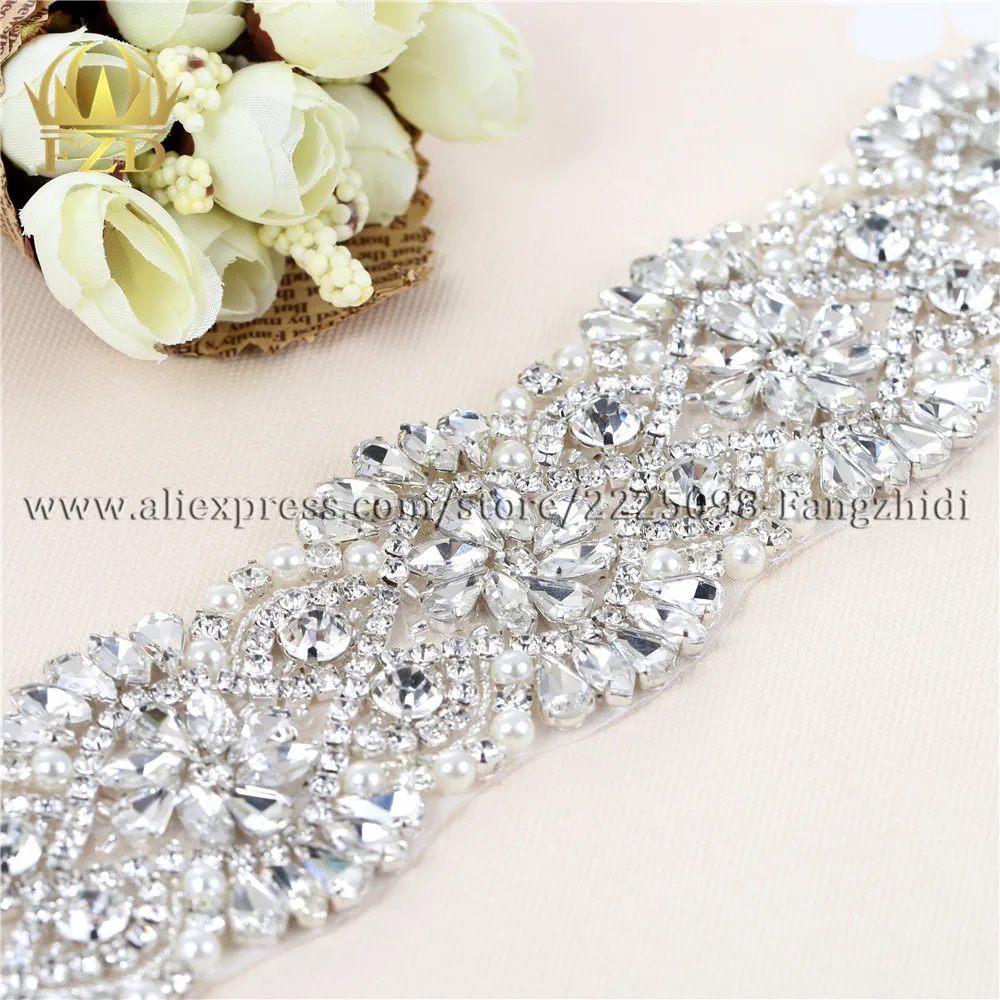 FZD 1 ярд серебряное Пришивание Кристалл бисер утюжок на жемчужную аппликацию