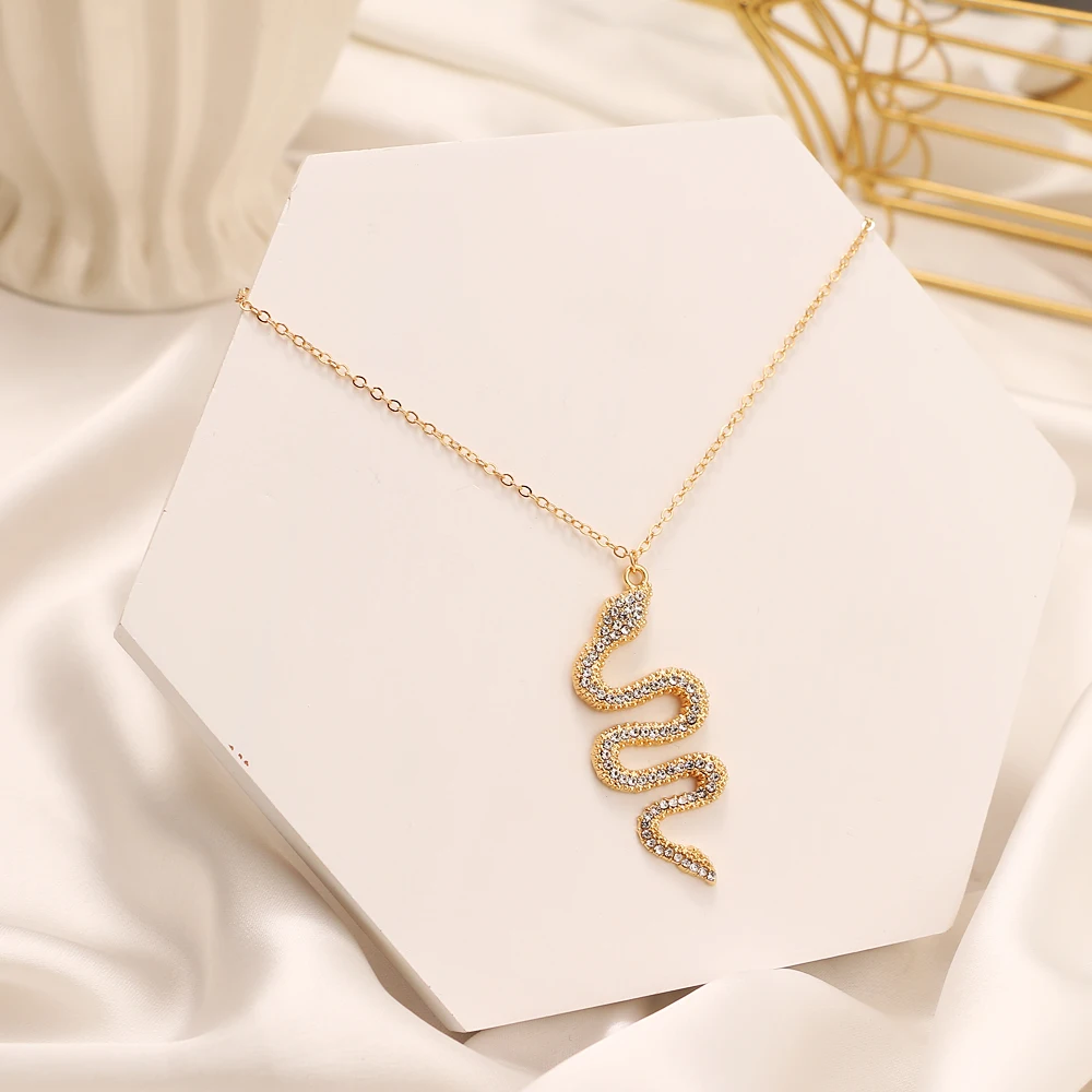 

EN Trendy Gold Snake Necklace For Women Stainless Steel Silver Color Animal Pendant Necklace Fashion Female Jewelry Gift
