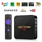 6k Tv Box Mx10 Pro Android 9,0 Allwinner H6 4 ядра, 4 Гб оперативной памяти, 32 Гб встроенной памяти, 64gb 2,4g, Wi-Fi, Usb3.0 Поддержка 6*4k H.265 смарт-медиа-плеер