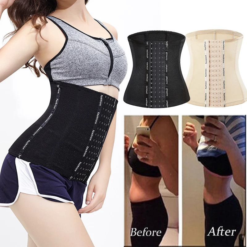 Женский корсет для тренировки талии черный под грудью стальной моделирующий