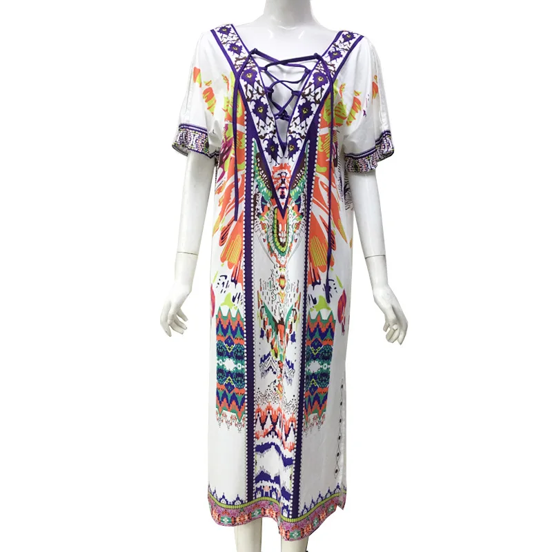 

2019 Hot Selling European and American-Style Middle East Plus-sized Women's Clothing Printed Dress Dress Strap Dress