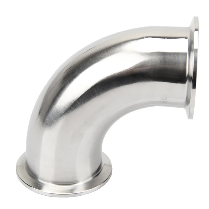 

2" 57mm 63mm SS304 Stainless Steel Sanitary Tri Clamp 90 Degree Elbow Pipe Fitting Health food pipe fittings