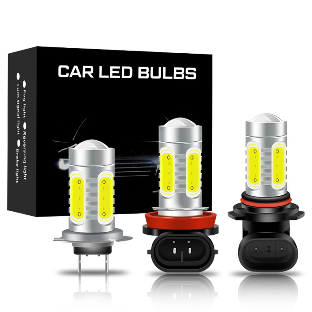 2Pcs H8 H11 Led HB4 9006 HB3 9005 Fog Lights H1 H3 881 Bulb COB 2000LM 6000K 3000K Car Driving Running Lamp Auto Led Light 12V