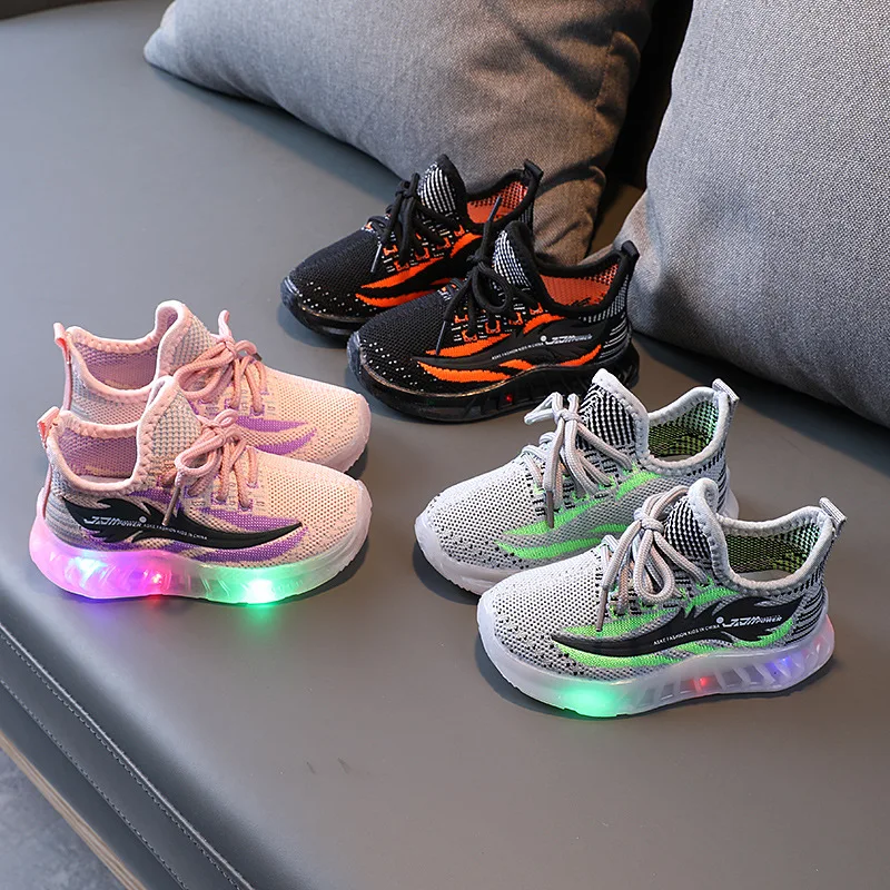 

Size 21-30 Glowing Sneakers Children Sport LED Shoes Girls Boys Antislip Running Baby Toddler Breathable Shoes Luminous Sneakers
