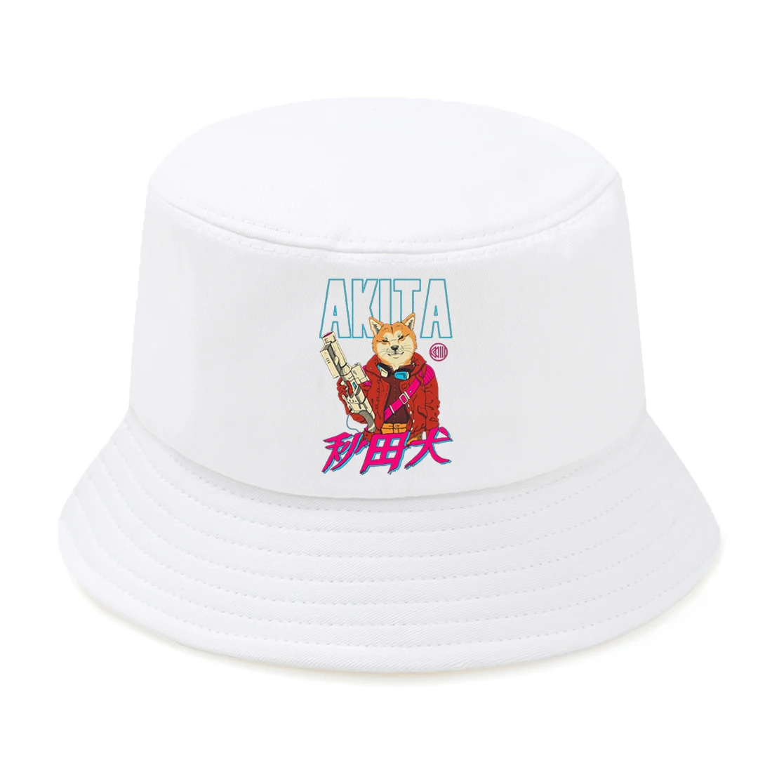 

Summer Bucket Hats Cute Akita Print Fisherman Hat Unisex Beach Sunproof Fisherman Cap Simple Soild Color Hats Panama Bucket Hat
