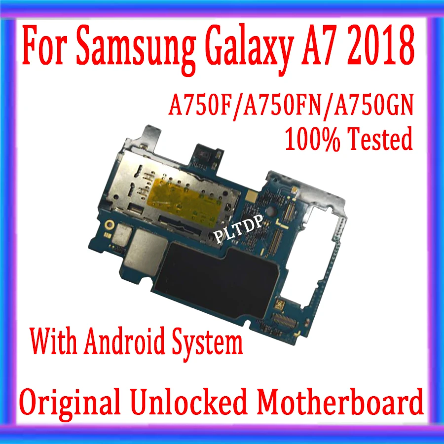 For Samsung Galaxy A7 2018 A750FD/A750GN/DS Motherboard 2SIM Full Chips 100% Original unlocked Logic mainboard | Мобильные телефоны