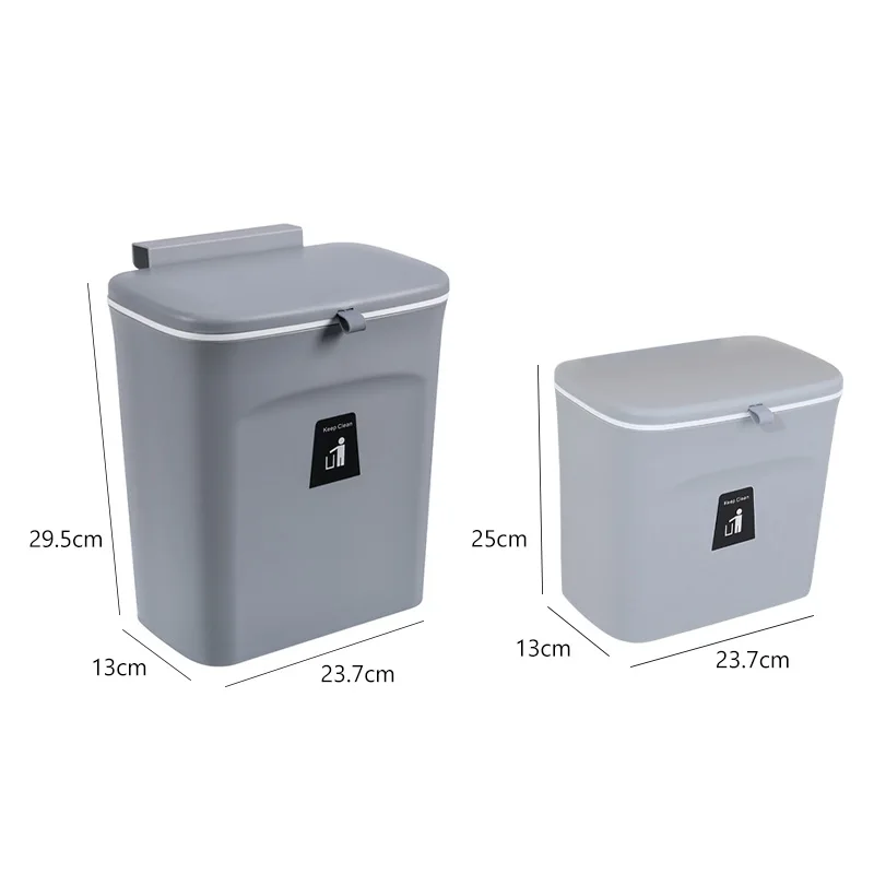 7l 9l wall mounted trash can with lid hanging waste bin for kitchens cabinet door garbage can rubbish bin car recycle dustbin free global shipping