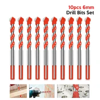 10pcs 6mm multifunction drill bits set ceramic wall tile marble glass punching hole saw drilling bits working for power tools